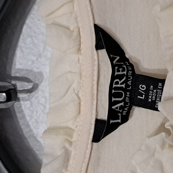 Lauren Ralph Lauren Mascarpone Cream Jersey Flutter-Sleeve Women Blouse - Picture 8 of 10